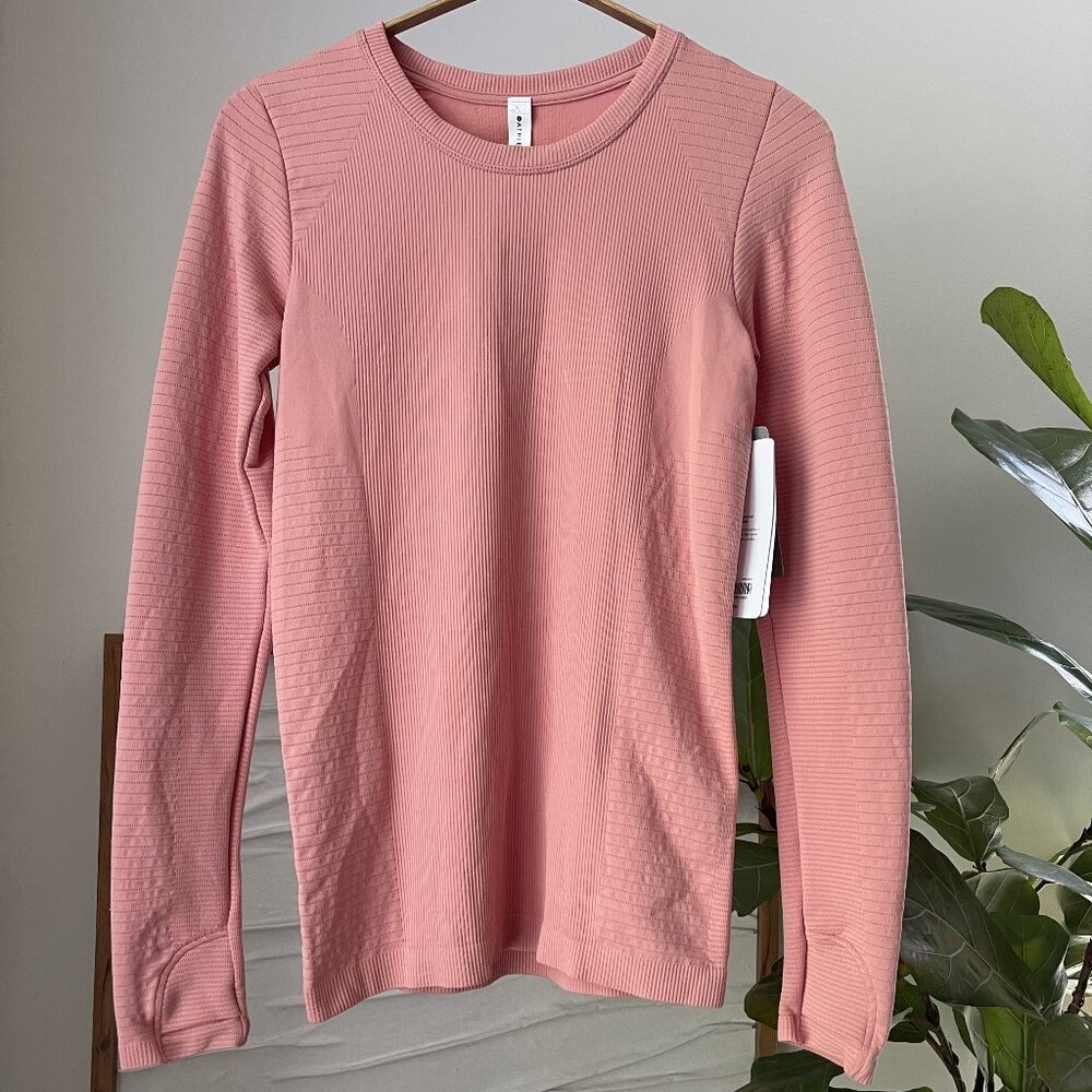 NWT Women's ATHLETA Flurry Blizzard Rib Top Conch Pink Shirt Size XS NEW $89.00